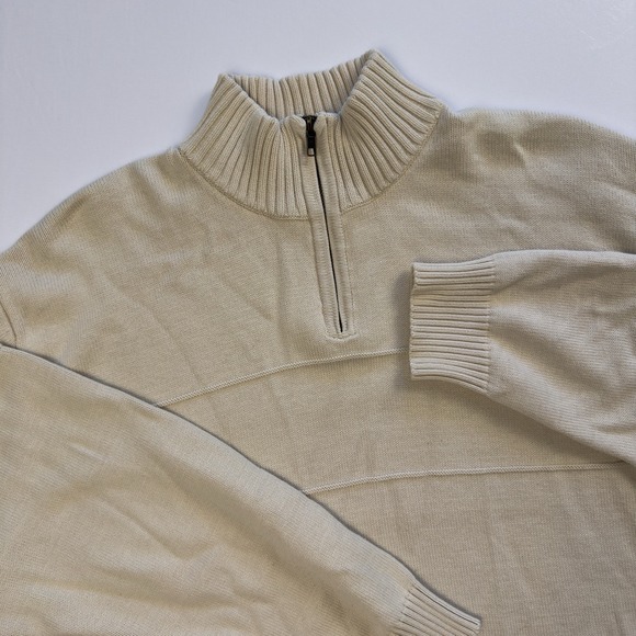 Pendleton Other - Pendleton Men's Quarter Zip Classic Knit Pullover Cotton Cream Ivory‎ Size Large